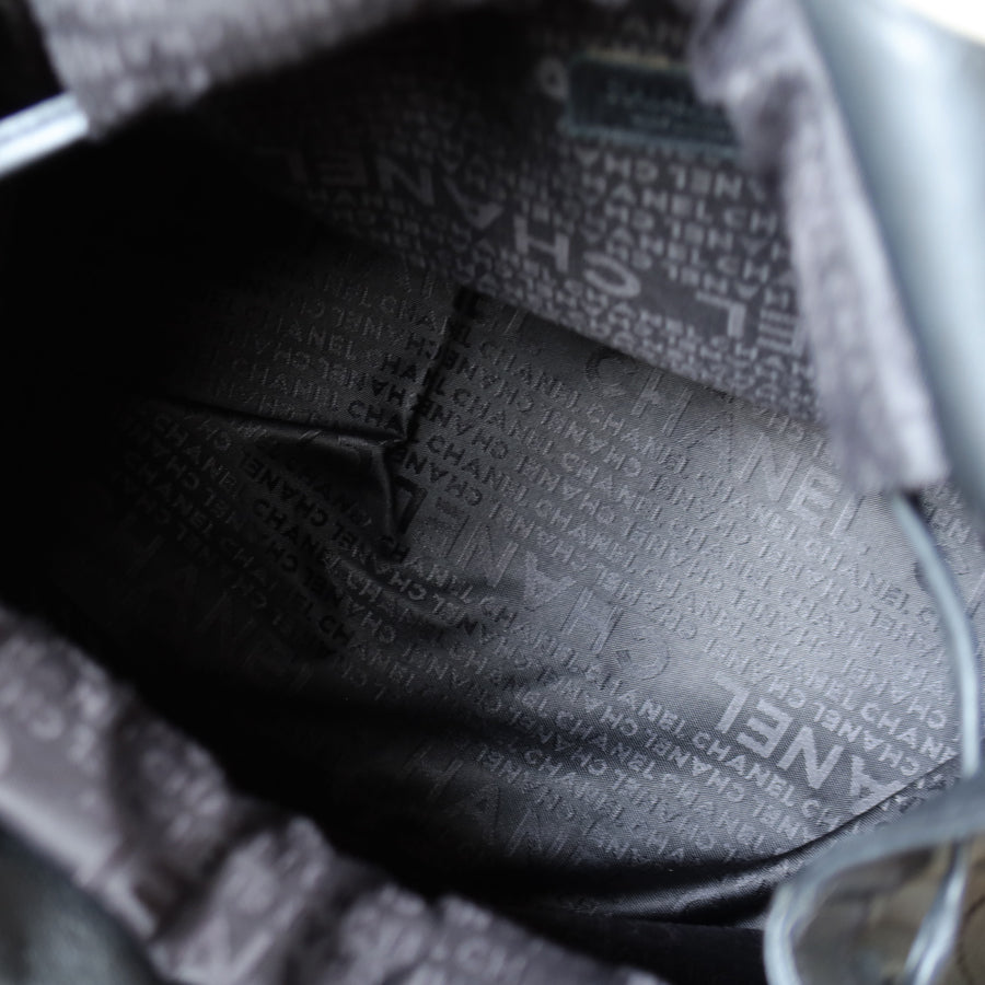 Chanel Vintage Black Square Stitching CC Tassel Hobo Tote Bag S