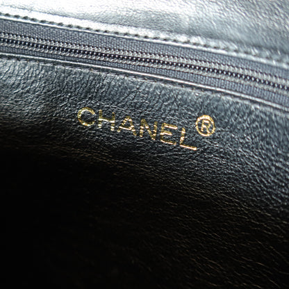Chanel Vintage Black Lambskin 24k gold plated Tassel Asymmetrical Double Flap Bag M