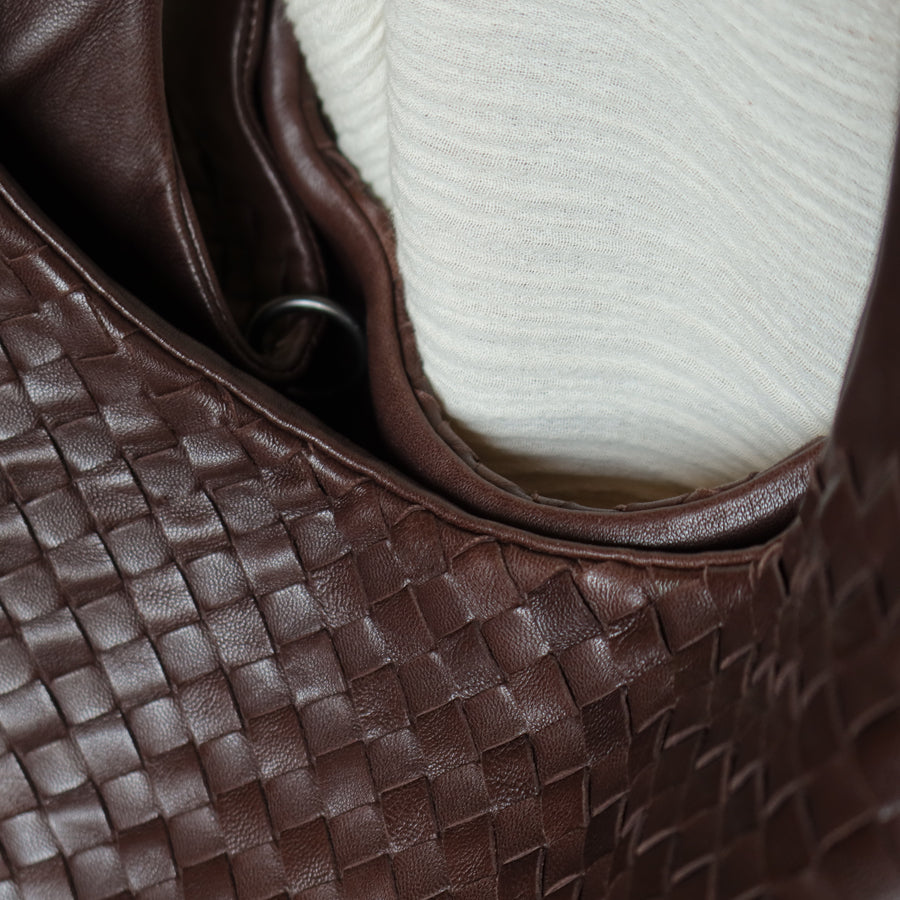 Bottega Veneta Vintage Dark Brown Medium Intrecciato Hobo Shoulder Bag [3]