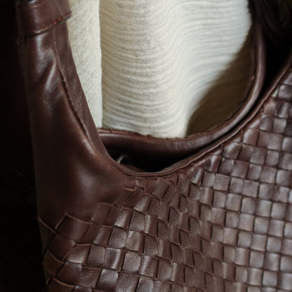 Bottega Veneta Vintage Dark Brown Medium Intrecciato Hobo Shoulder Bag [3]