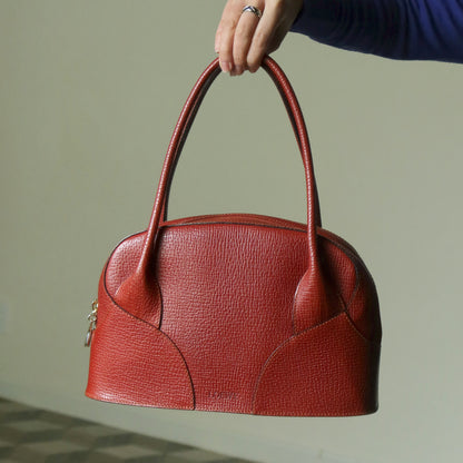 Rare Loewe Vintage Cayenne Brown Textured Leather Half Moon Shoulder Bag