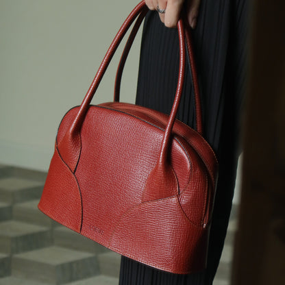 Rare Loewe Vintage Cayenne Brown Textured Leather Half Moon Shoulder Bag