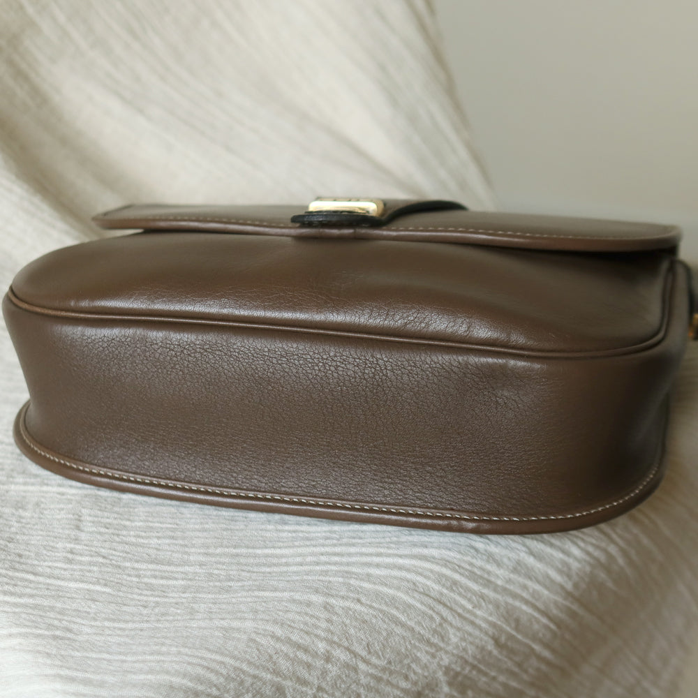 Christian Dior Vintage Brown Leather CD Logo Flap Crossbody bag
