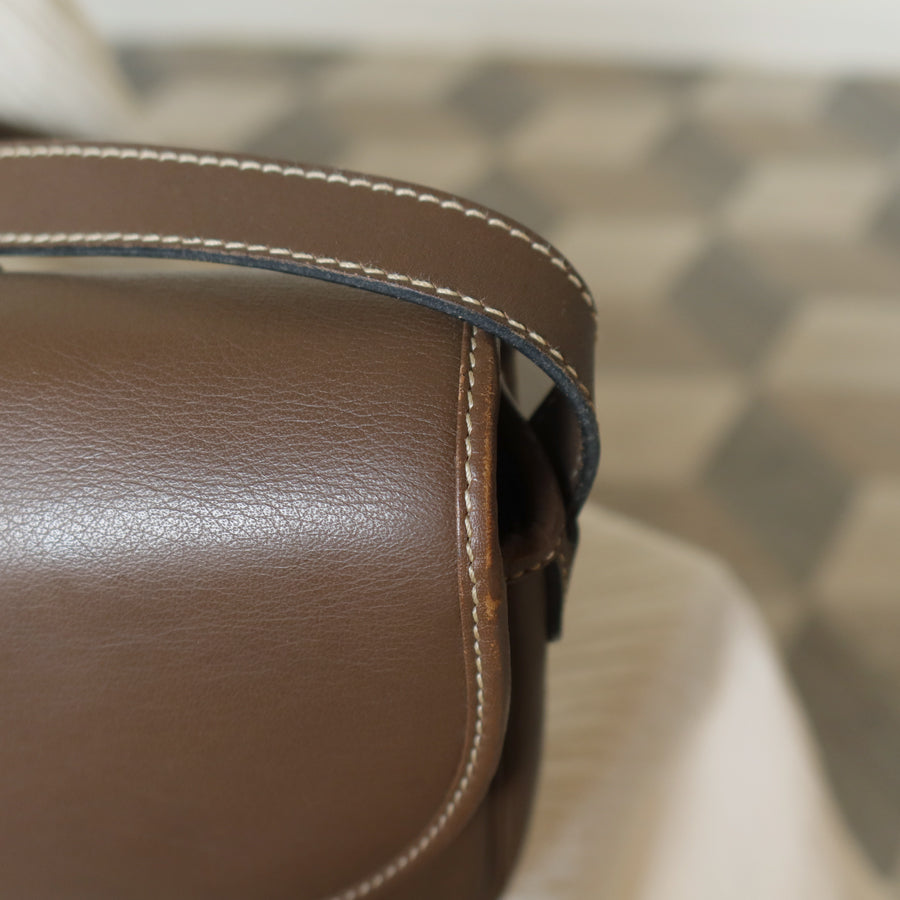Christian Dior Vintage Brown Leather CD Logo Flap Crossbody bag