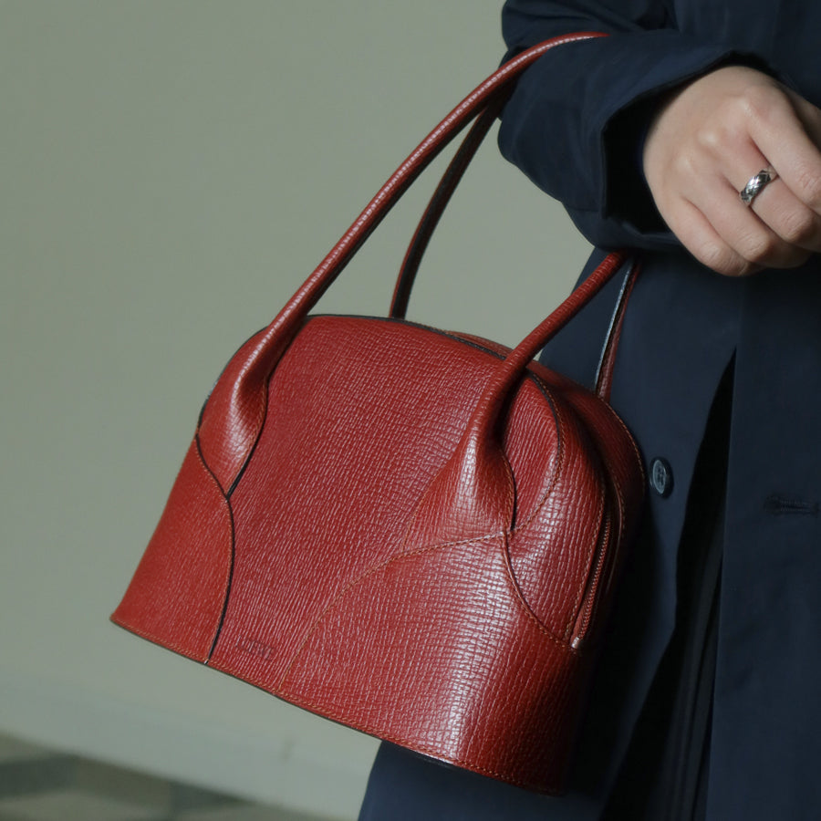 Rare Loewe Vintage Cayenne Brown Textured Leather Half Moon Shoulder Bag
