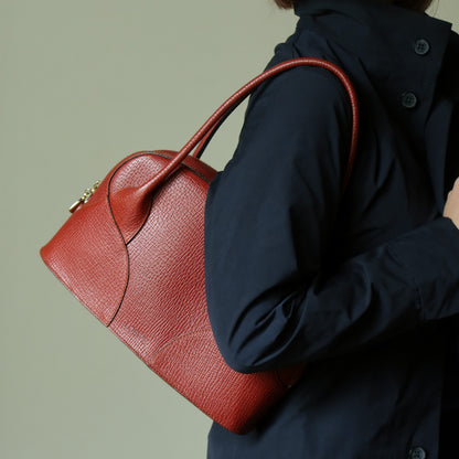 Rare Loewe Vintage Cayenne Brown Textured Leather Half Moon Shoulder Bag