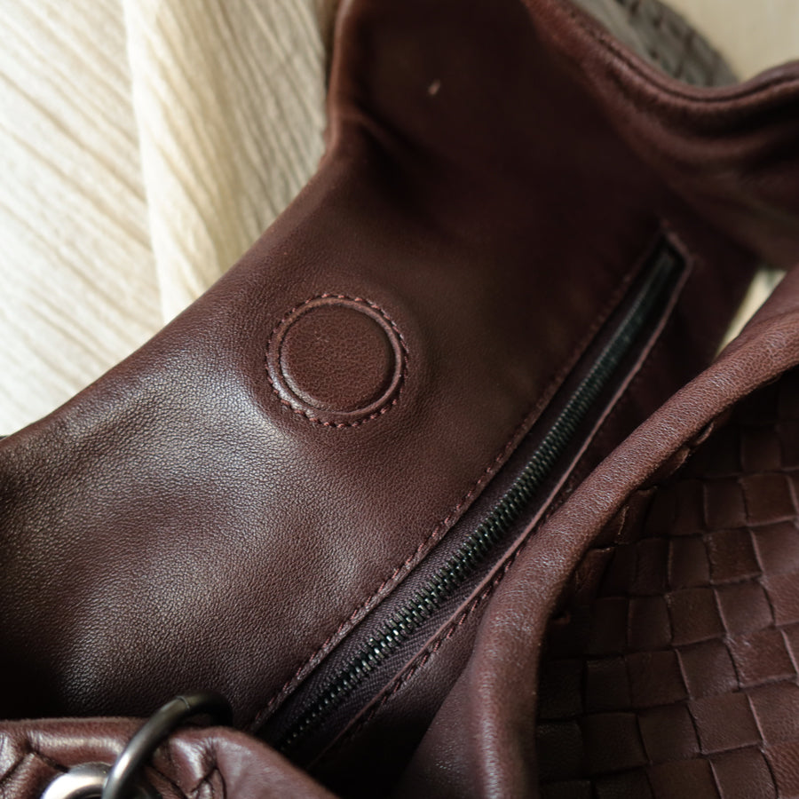 Bottega Veneta Vintage Dark Brown Medium Intrecciato Hobo Shoulder Bag [3]