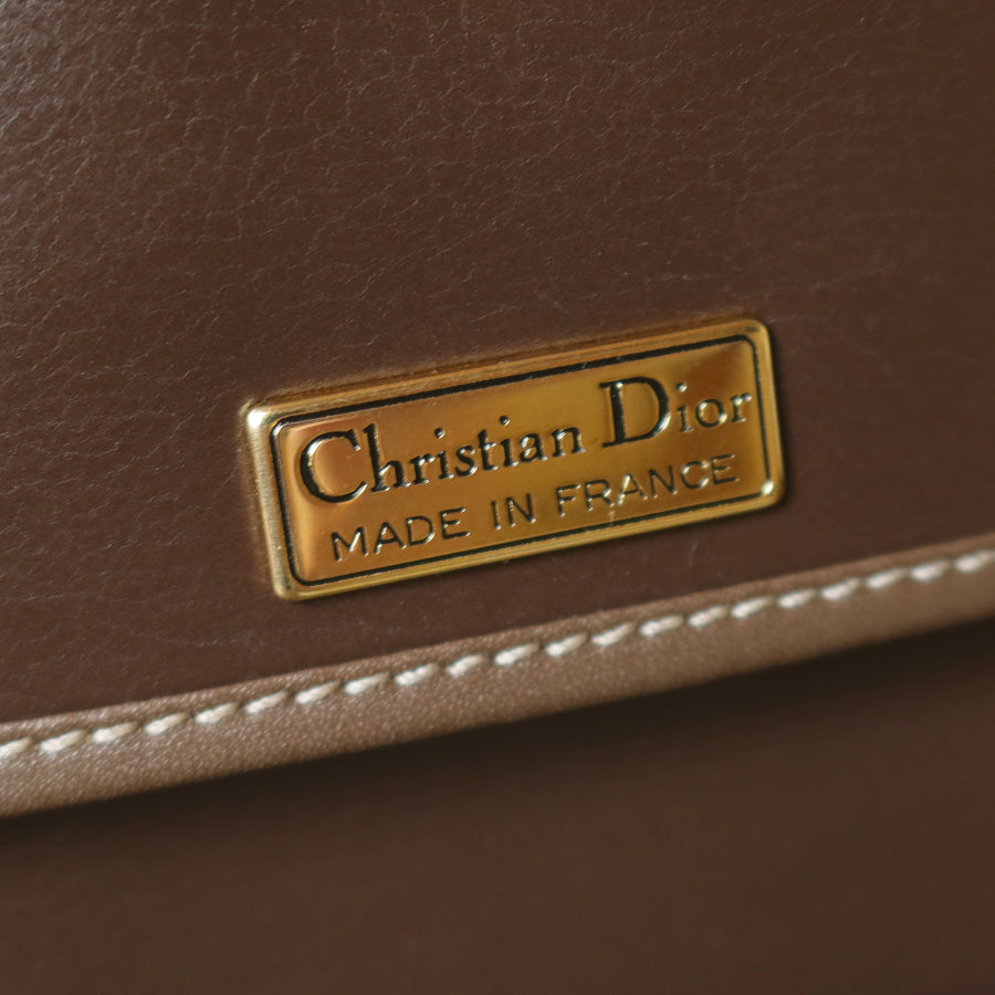Christian Dior Vintage Brown Leather CD Logo Flap Crossbody bag