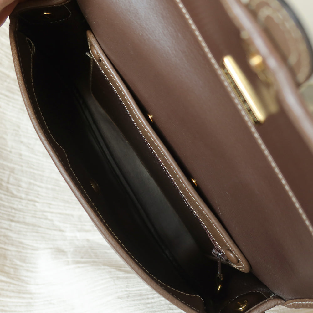Christian Dior Vintage Brown Leather CD Logo Flap Crossbody bag