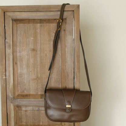 Christian Dior Vintage Brown Leather CD Logo Flap Crossbody bag