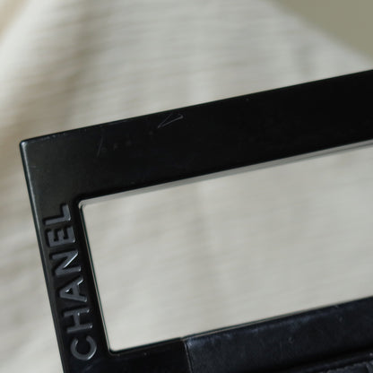 Rare Chanel Vintage Black Lambskin Quilted Chocolate Bar CC Mark Top Handle Bag