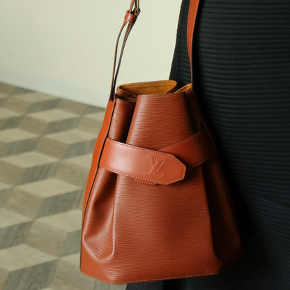Louis Vuitton Vintage Cogac Brown Epi Leather Belt Strap Shoulder Bag