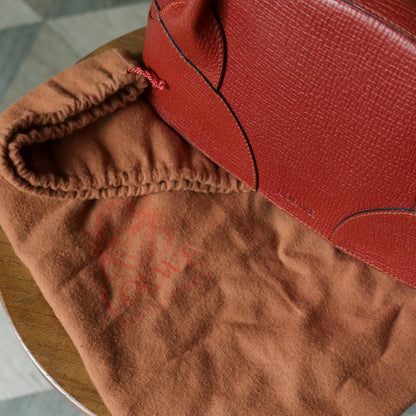 Rare Loewe Vintage Cayenne Brown Textured Leather Half Moon Shoulder Bag