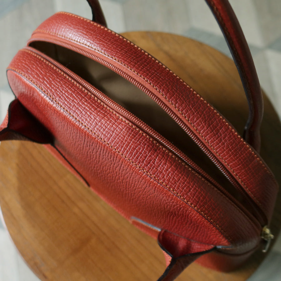 Rare Loewe Vintage Cayenne Brown Textured Leather Half Moon Shoulder Bag