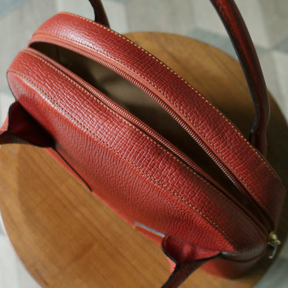 Rare Loewe Vintage Cayenne Brown Textured Leather Half Moon Shoulder Bag