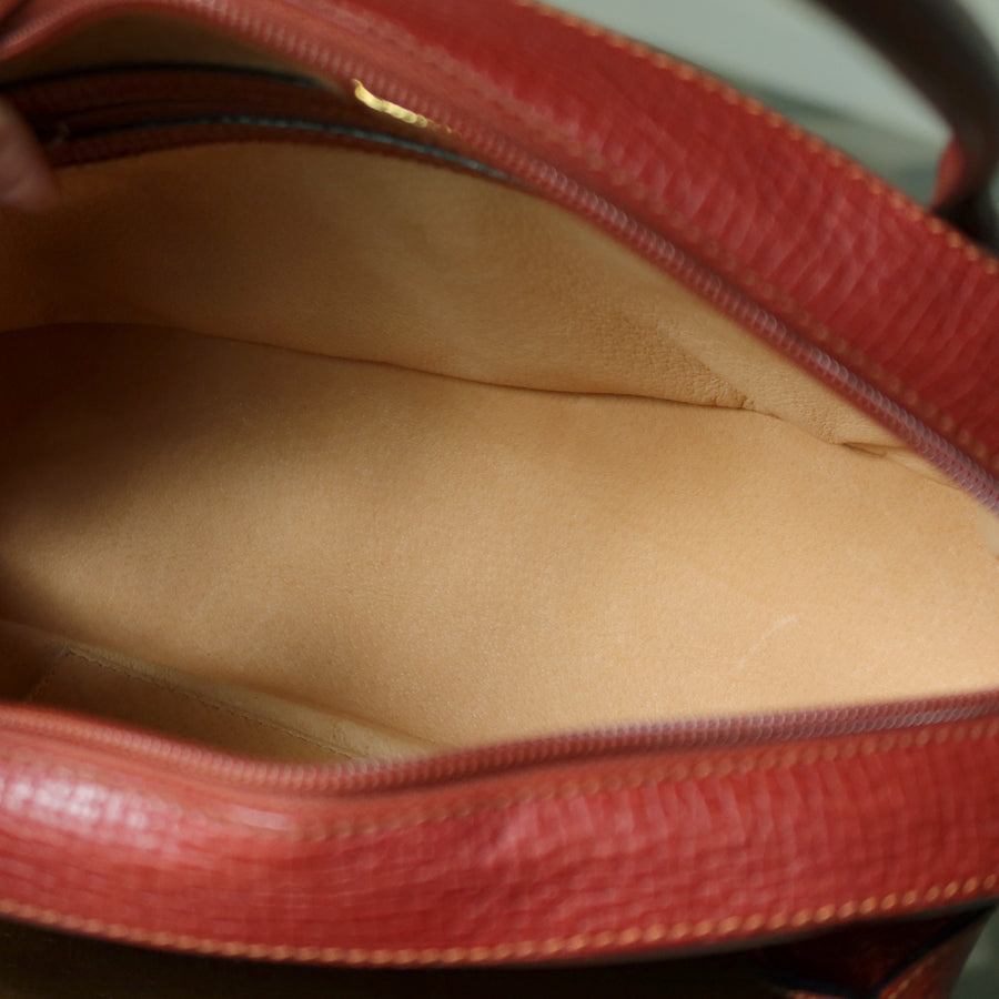 Rare Loewe Vintage Cayenne Brown Textured Leather Half Moon Shoulder Bag