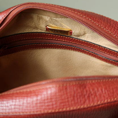 Rare Loewe Vintage Cayenne Brown Textured Leather Half Moon Shoulder Bag