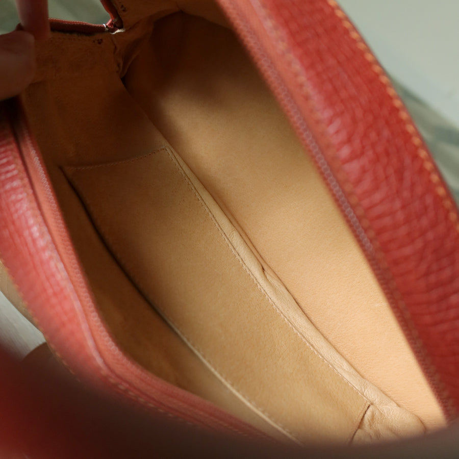 Rare Loewe Vintage Cayenne Brown Textured Leather Half Moon Shoulder Bag