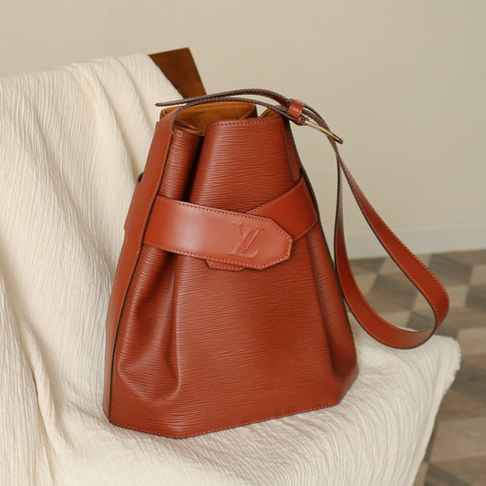 Louis Vuitton Vintage Cogac Brown Epi Leather Belt Strap Shoulder Bag