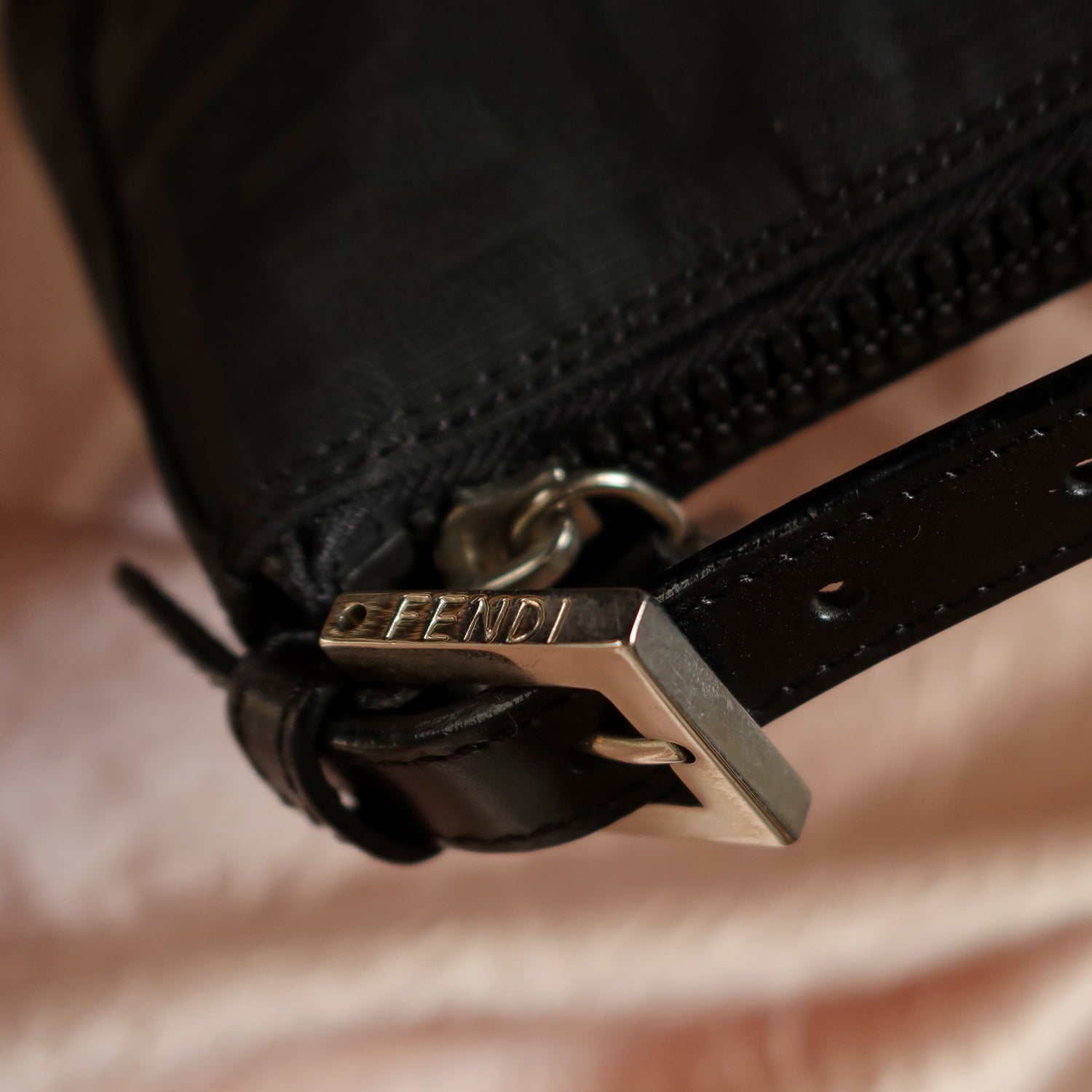 Fendi Vintage Black Zucca Jacquard Mini Pochette Bag