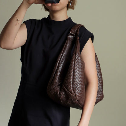 Bottega Veneta Vintage Dark Brown Medium Intrecciato Hobo Shoulder Bag [3]