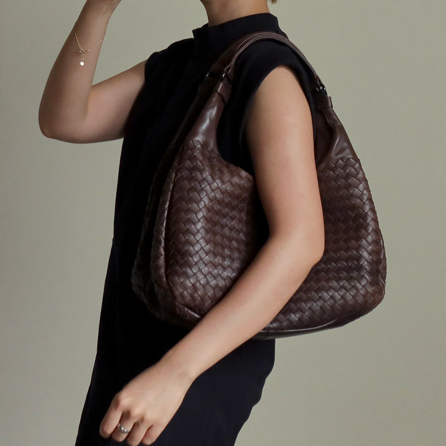 Bottega Veneta Vintage Dark Brown Medium Intrecciato Hobo Shoulder Bag [3]