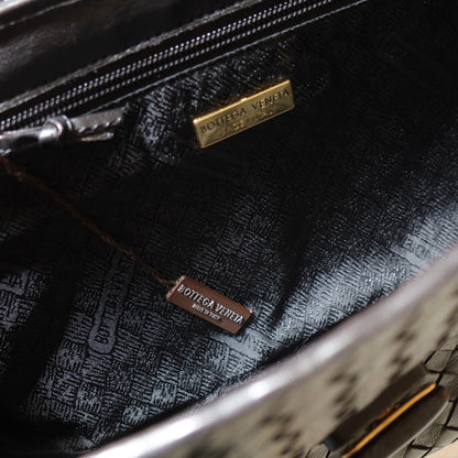 Bottega Veneta Vintage Black Intrecciato Turn Lock Braided Top Handle Bag