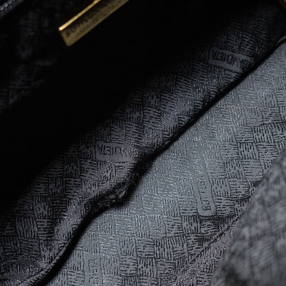 Bottega Veneta Vintage Black Intrecciato Turn Lock Braided Top Handle Bag