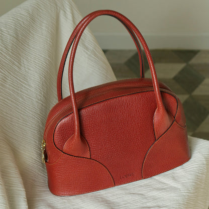 Rare Loewe Vintage Cayenne Brown Textured Leather Half Moon Shoulder Bag