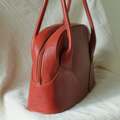 Rare Loewe Vintage Cayenne Brown Textured Leather Half Moon Shoulder Bag