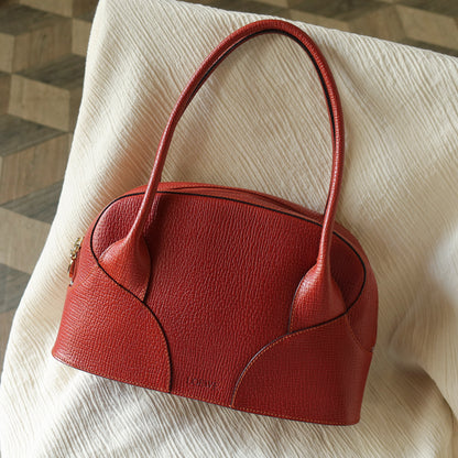 Rare Loewe Vintage Cayenne Brown Textured Leather Half Moon Shoulder Bag