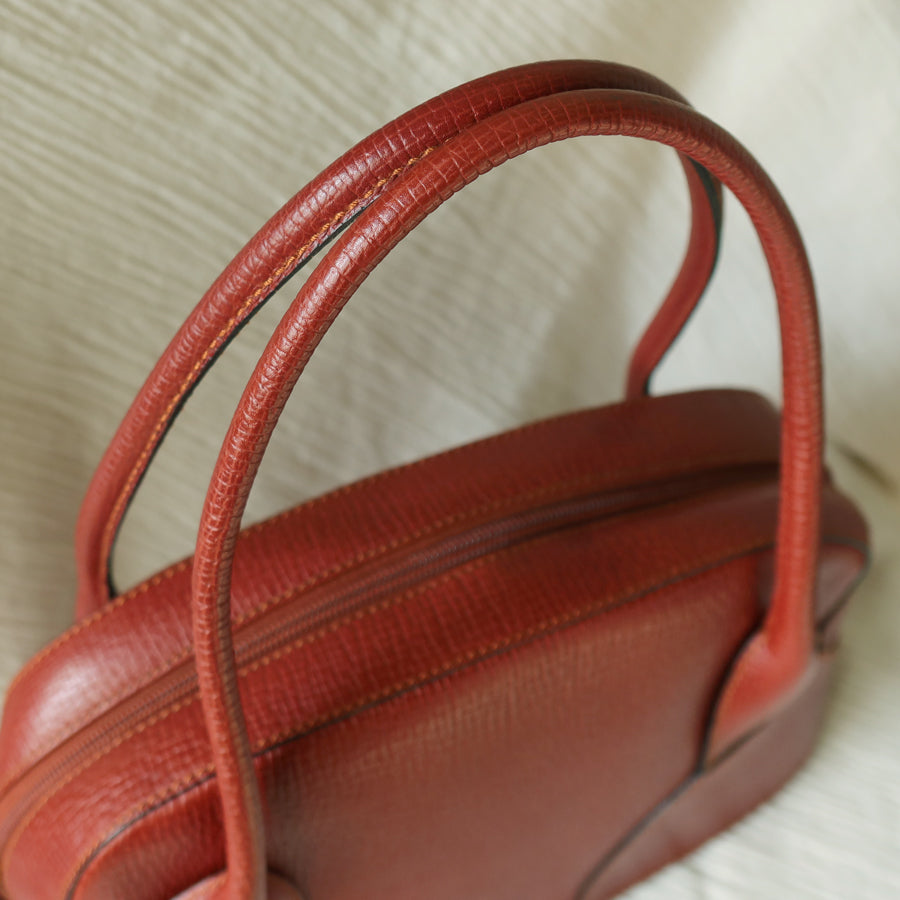 Rare Loewe Vintage Cayenne Brown Textured Leather Half Moon Shoulder Bag