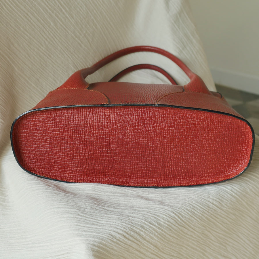 Rare Loewe Vintage Cayenne Brown Textured Leather Half Moon Shoulder Bag