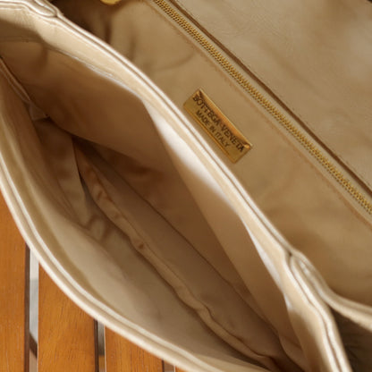 Vintage Bottega Veneta Shimmer Ivory Intrecciato Weave Top Handle Bag