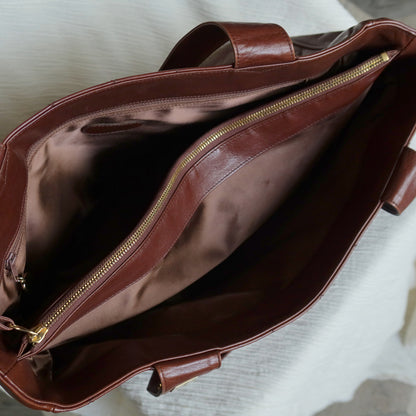 Chanel Vintage Brown Diamond quilted CC turn lock Shoulder Shopper Tote Bag