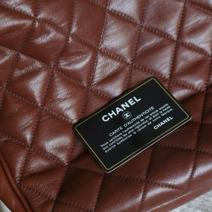 Chanel Vintage Brown Diamond quilted CC turn lock Shoulder Shopper Tote Bag