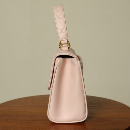 Rare Vintage Chanel Matelassé Pink Lambskin Leather CC Turn lock Top Handle Flap Bag
