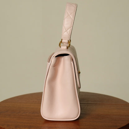 Rare Vintage Chanel Matelassé Pink Lambskin Leather CC Turn lock Top Handle Flap Bag