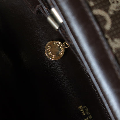 Celine Vintage Dark Brown Triomphe Horse Carriage C Sulky Shoulder Bag