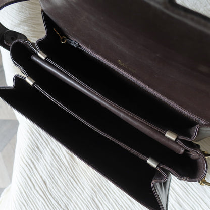 Celine Vintage Dark Brown Triomphe Horse Carriage C Sulky Shoulder Bag