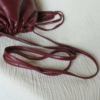 Bottega Veneta Vintage Maroon Intrecciato Weave Leather Draw String Bucket Bag