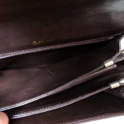 Celine Vintage Dark Brown Triomphe Horse Carriage C Sulky Shoulder Bag