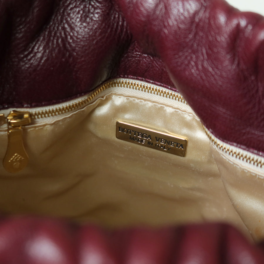 Bottega Veneta Vintage Maroon Intrecciato Weave Leather Draw String Bucket Bag