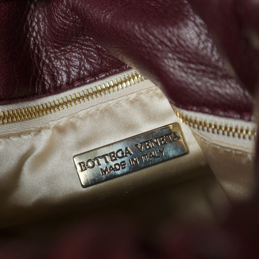 Bottega Veneta Vintage Maroon Intrecciato Weave Leather Draw String Bucket Bag