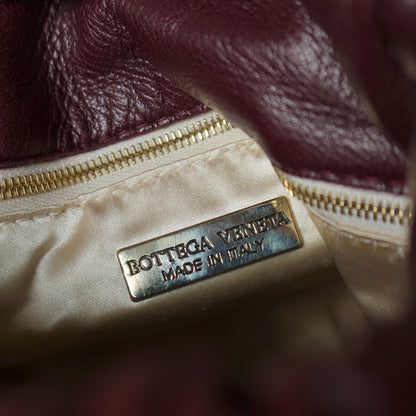 Bottega Veneta Vintage Maroon Intrecciato Weave Leather Draw String Bucket Bag