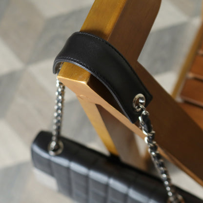 Chanel Vintage Black Lambskin Chocolate Bar Quilted Coco mark Shoulder Flap Bag