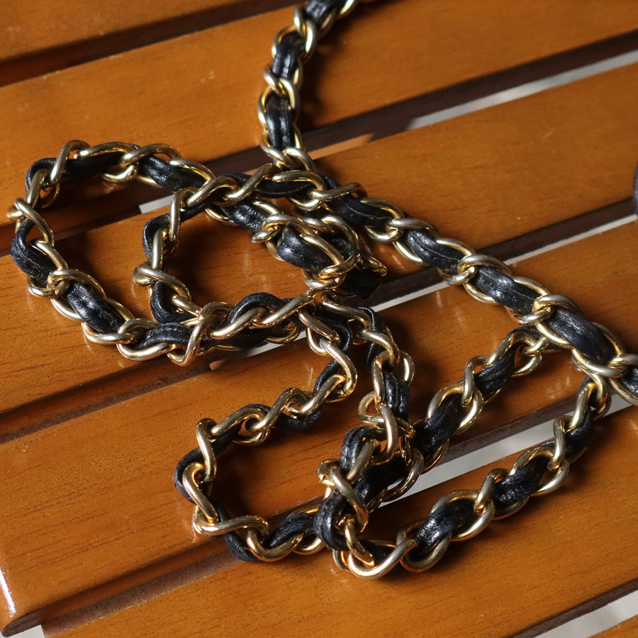 Rare Chanel Vintage Black Matelasse Quilted Top Handle 2way Shoulder Bag