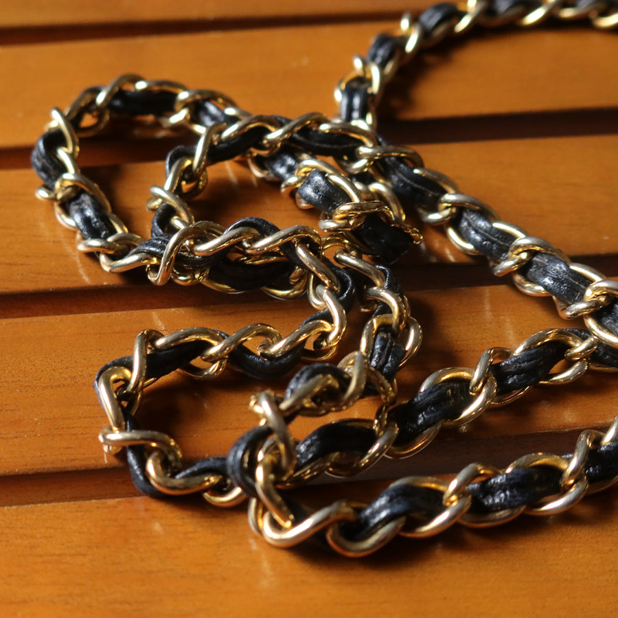 Rare Chanel Vintage Black Matelasse Quilted Top Handle 2way Shoulder Bag