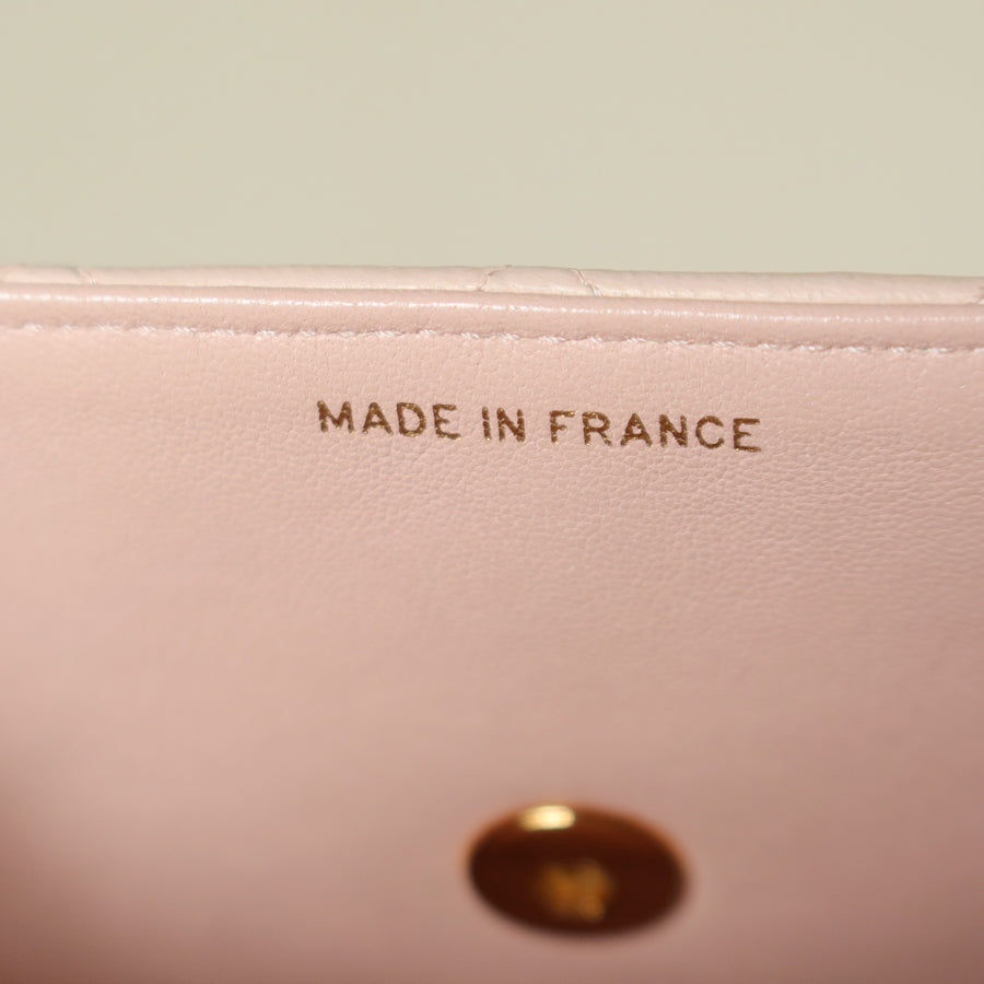 Rare Vintage Chanel Matelassé Pink Lambskin Leather CC Turn lock Top Handle Flap Bag