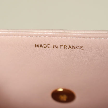 Rare Vintage Chanel Matelassé Pink Lambskin Leather CC Turn lock Top Handle Flap Bag